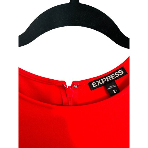 2/$30 Express Dress Medium Coral Red Flirty Hi-Low Hem Adorable Flowy Fabric - Picture 3 of 13